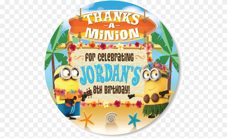 Luau Pool Party Minions Favor Tags Despicable Me, People, Person, Birthday Cake, Cake Png Image