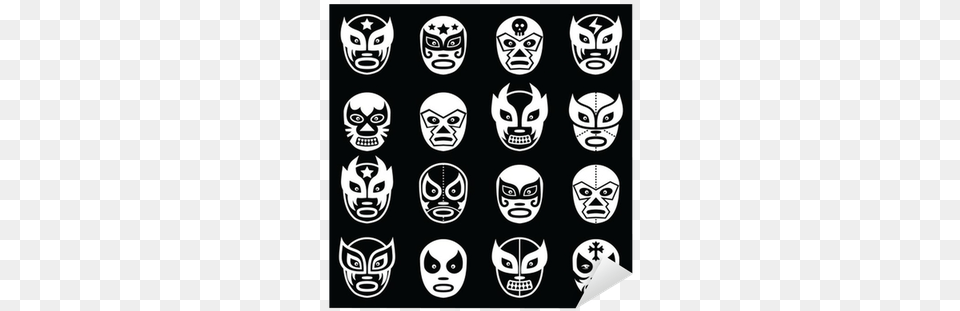 Lucha Libre Mexican Wrestling White Masks Icons On Lucha Libre Masks Skeleton, Stencil, Emblem, Symbol, Blackboard Png