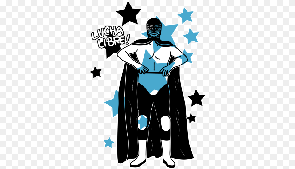 Luchador Black And White Stars, Person, Symbol, Book, Comics Free Transparent Png