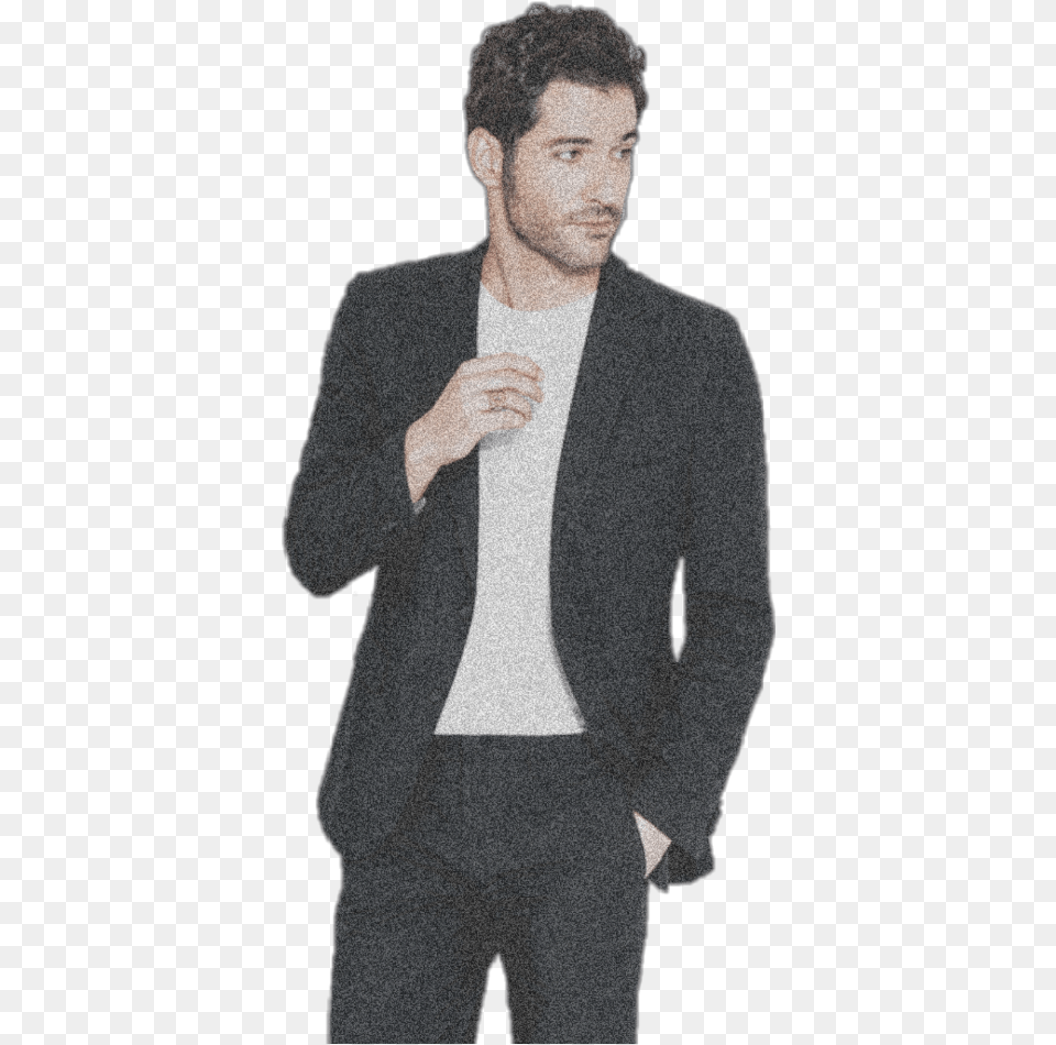 Lucifer Black Suit White T Shirt, Adult, Male, Jacket, Person Free Transparent Png