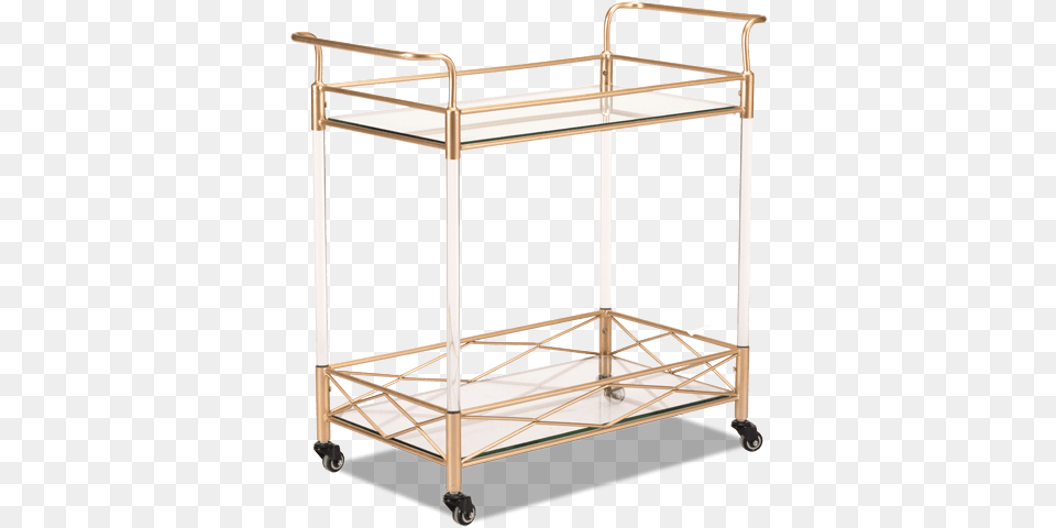 Lucite Gold Bar Cart Mercer41 Bucknell Bar Cart, Crib, Furniture, Infant Bed, Bed Png