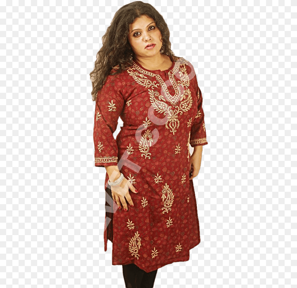 Lucknowi Cotton Printed Kurti Photo Shoot, Adult, Female, Person, Woman Png