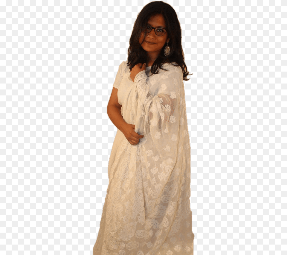 Lucknowi Embroidery Saree Girl, Formal Wear, Clothing, Dress, Fashion Free Png Download