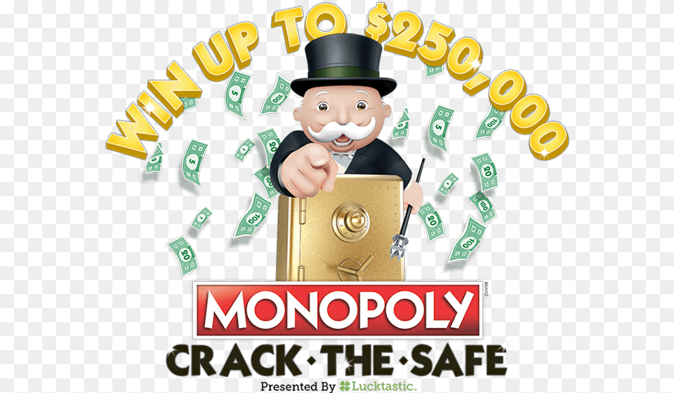Lucktastic Monopoly Crack The Safe Contest Sweepstakes Cartoon, People, Person, Baby, Photography Png