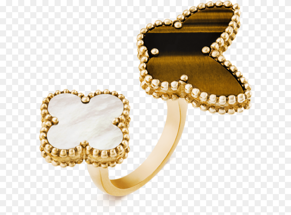 Lucky Alhambra Between The Finger Ring, Treasure, Gold, Accessories, Earring Free Png