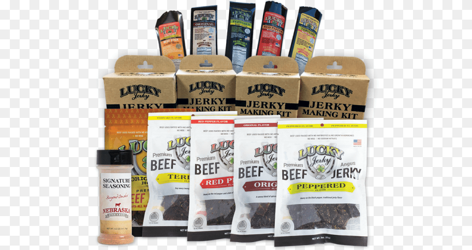 Lucky Beef Jerky Lucky Beef Jerky Diy Teriyaki Seasoning, Box, Bottle, Shaker, Advertisement Png Image