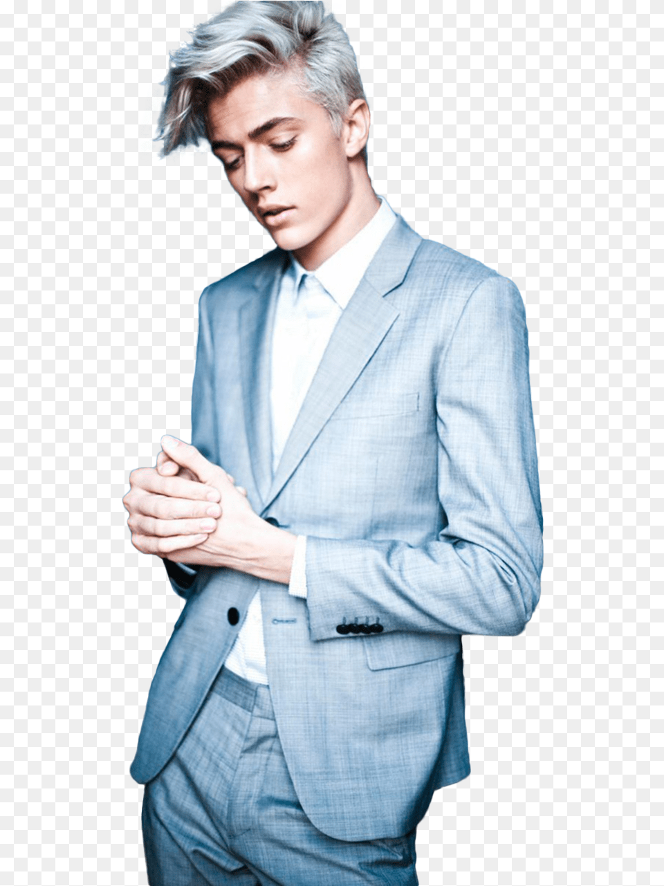 Lucky Blue Smith Silver Hair, Suit, Blazer, Clothing, Coat Png