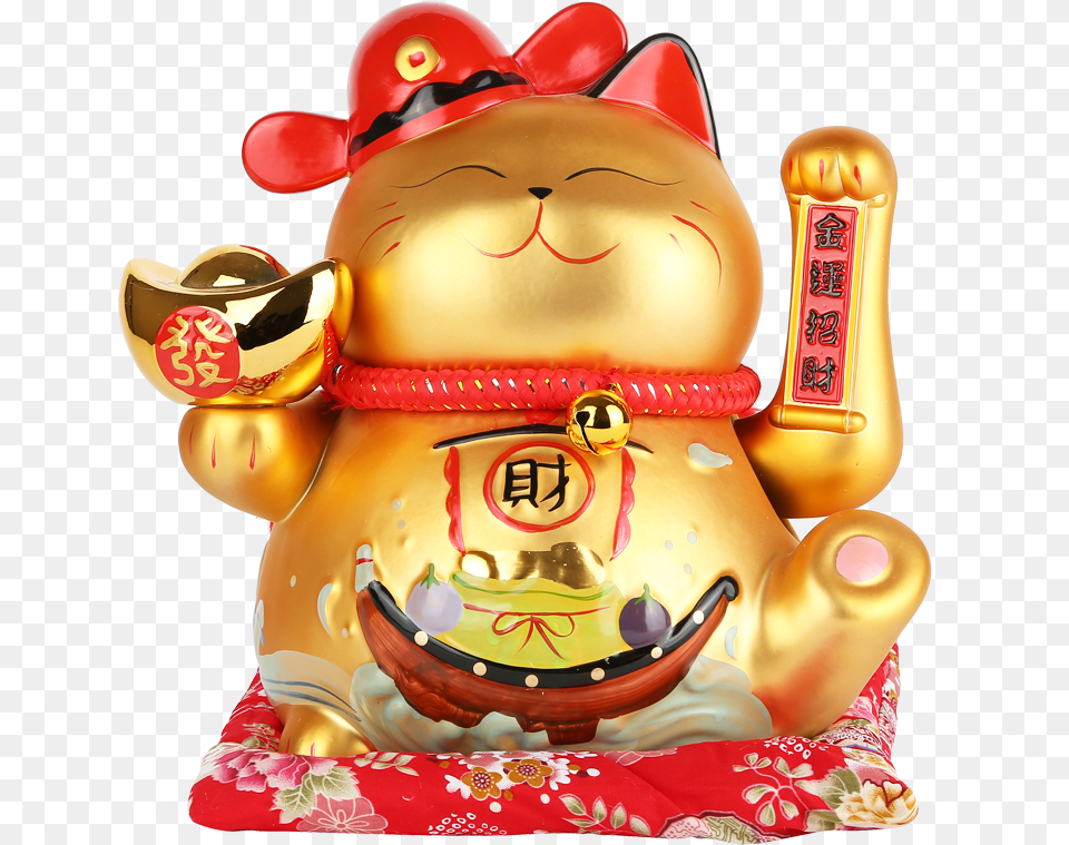 Lucky Cat Cartoon, Toy, Figurine Png Image