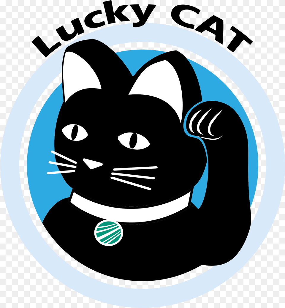 Lucky Cat Logo Black Cat, Animal, Mammal, Pet Free Transparent Png