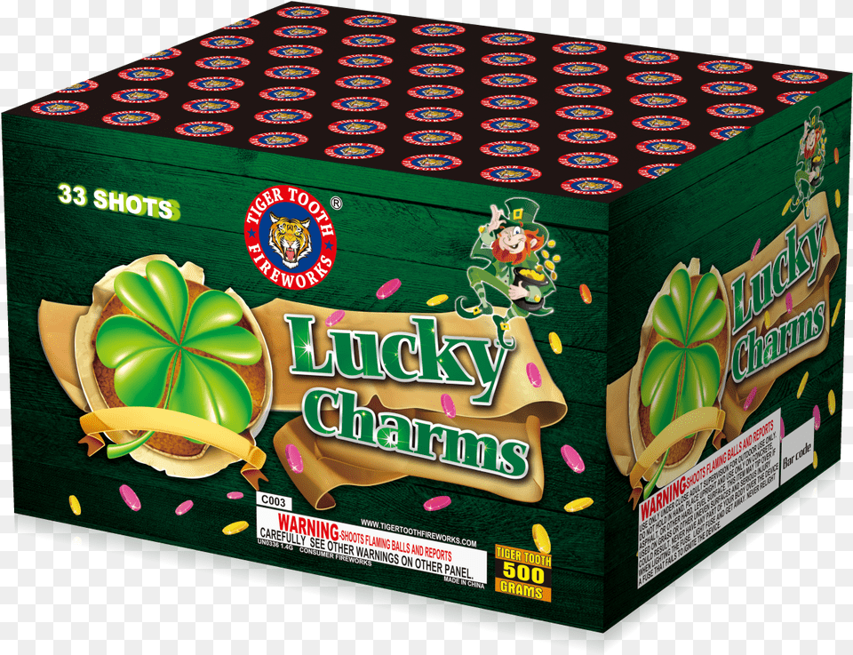 Lucky Charms 33 Shots 500 Gram Tiger Tooth Fireworks Box, Food, Sweets Png