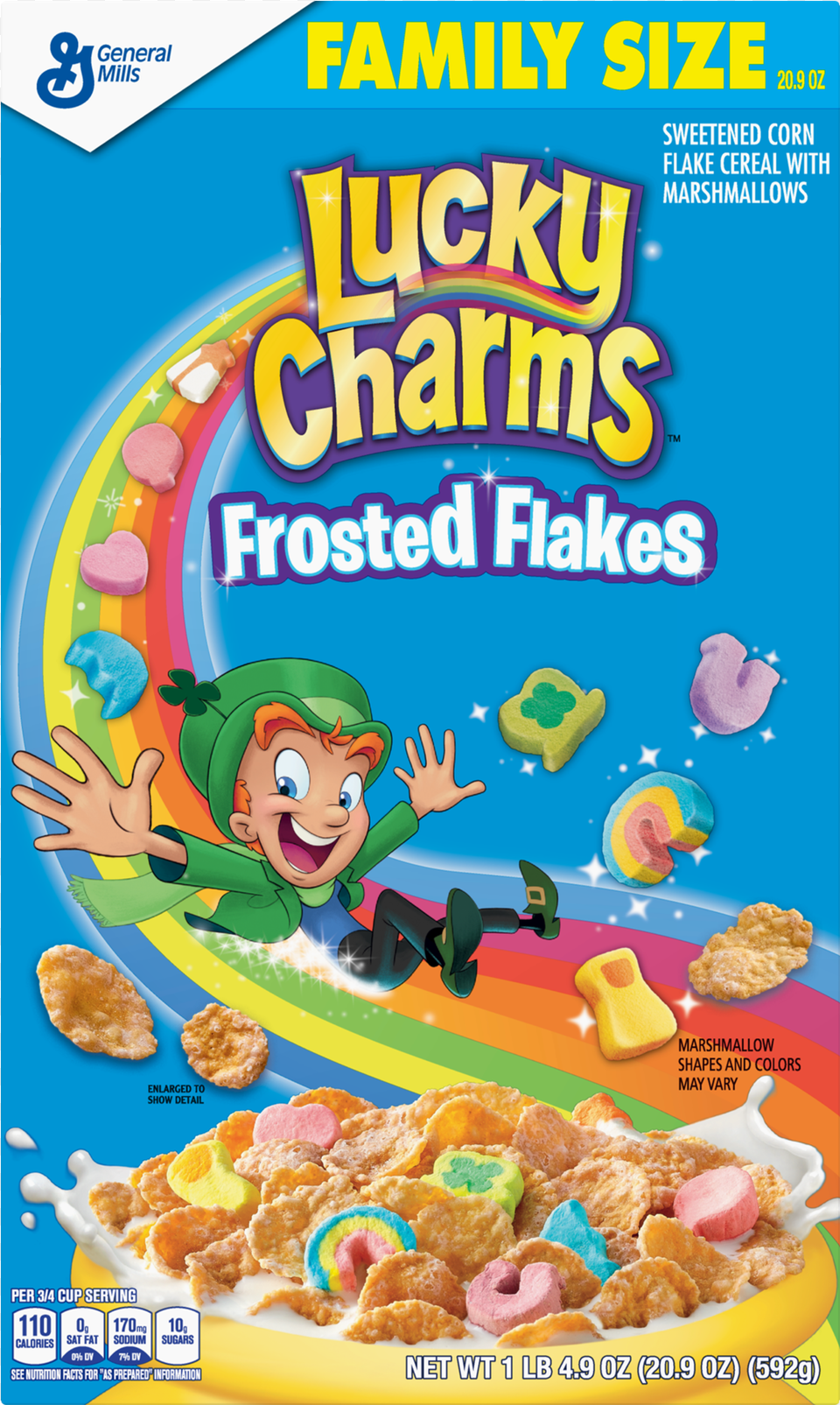 Lucky Charms Frosted Flakes Lucky Charms Frosted Flakes, Food, Snack, Advertisement, Face Png Image