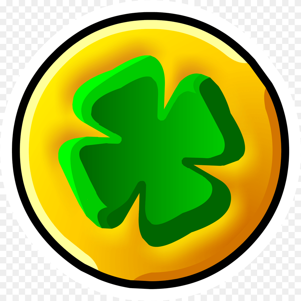Lucky Coin Pin Lucky Gold Coin Clipart Full Size Lucky Icon, Symbol, Recycling Symbol, Citrus Fruit, Food Free Transparent Png
