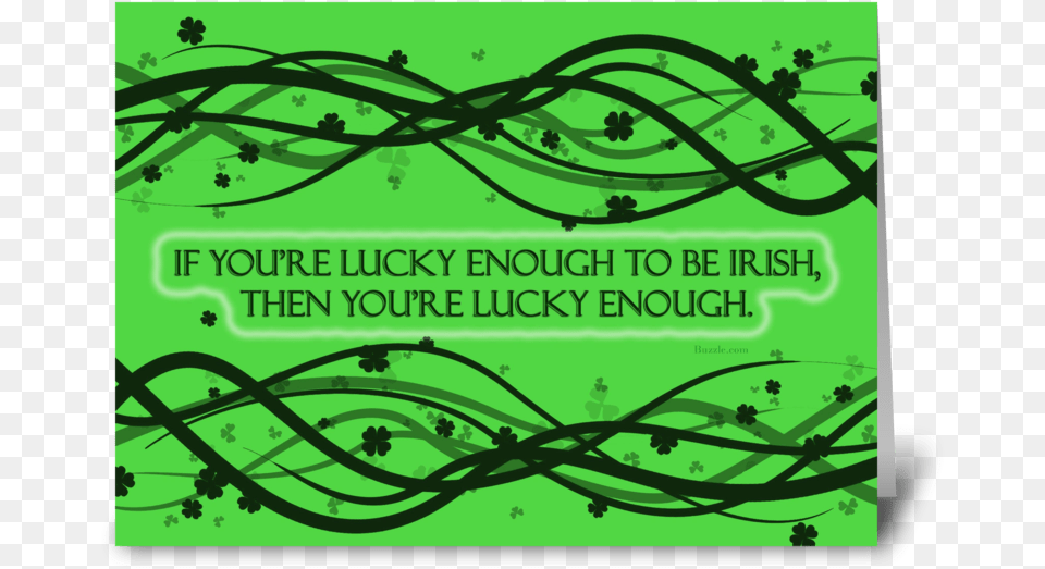 Lucky Enough Greeting Card Graphic Design, Art, Floral Design, Graphics, Green Png Image