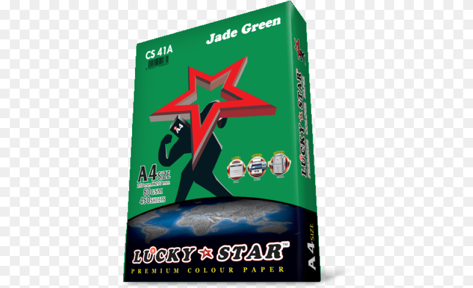 Lucky Star A4 Paper 80gsm Green Colour, Book, Publication, Advertisement Png Image