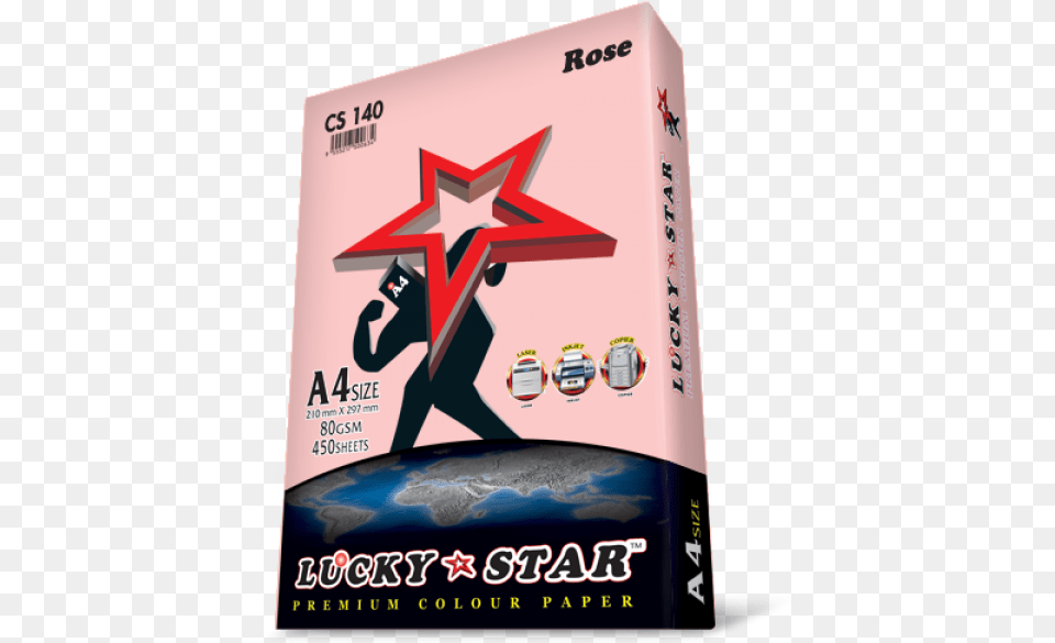 Lucky Star Colour Paper Cs140 Rose 80gsm 450 Sheets Lucky Star A4 Colour Paper, Advertisement, Book, Publication, Poster Png