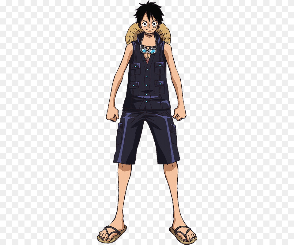 Luffy Film Gold Leather Outfit One Piece Gold Luffy, Footwear, Book, Clothing, Vest Png