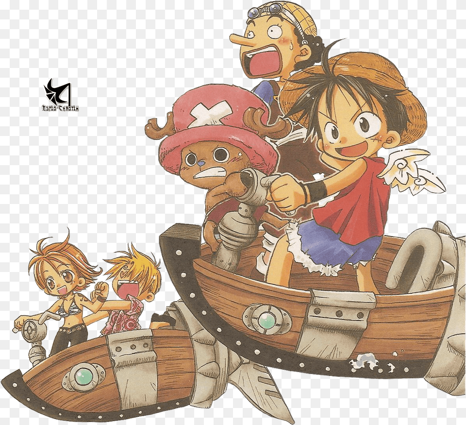 Luffy One Piece Chibi Nami And Sanji, Book, Comics, Publication, Baby Free Png Download