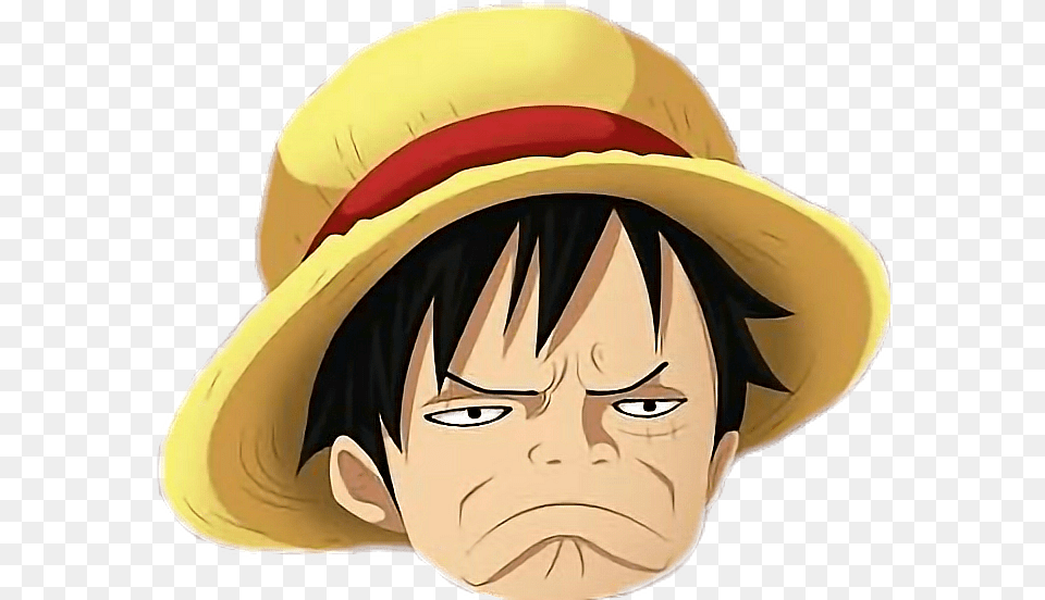 Luffy Sticker Luffy Face, Hat, Clothing, Book, Comics Png