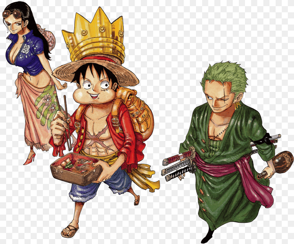 Luffy Zoro Amp Robin From Chapter 604 Color Spread One Piece Chapter, Woman, Adult, Publication, Book Free Png