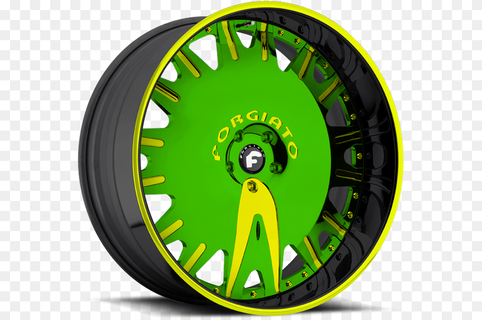 Lug Chrome Green And Yellow Rims, Alloy Wheel, Car, Car Wheel, Machine Free Png