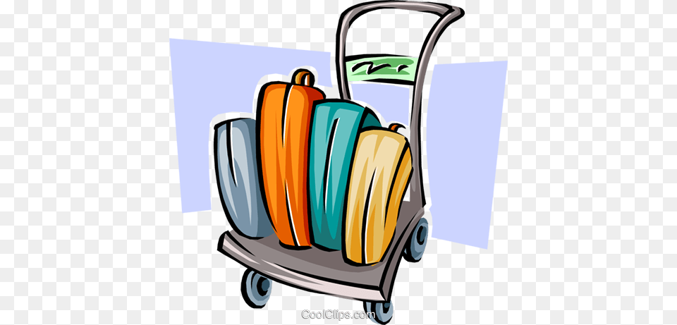 Luggage On A Cart Royalty Vector Clip Art Illustration, Baggage, Device, Grass, Lawn Free Transparent Png