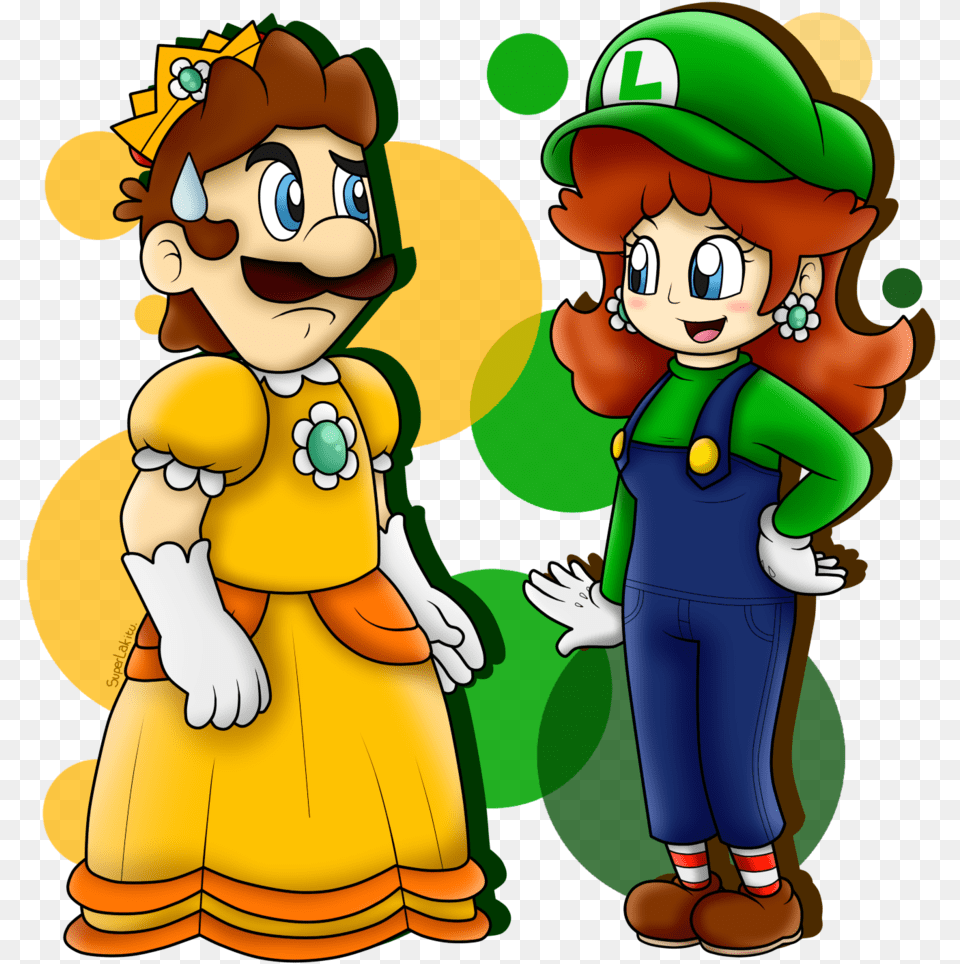 Luigi Drawing Video Game Super Mario Luigi And Daisy Luigi Con Daisy Mario, Person, Baby, Face, Head Png Image