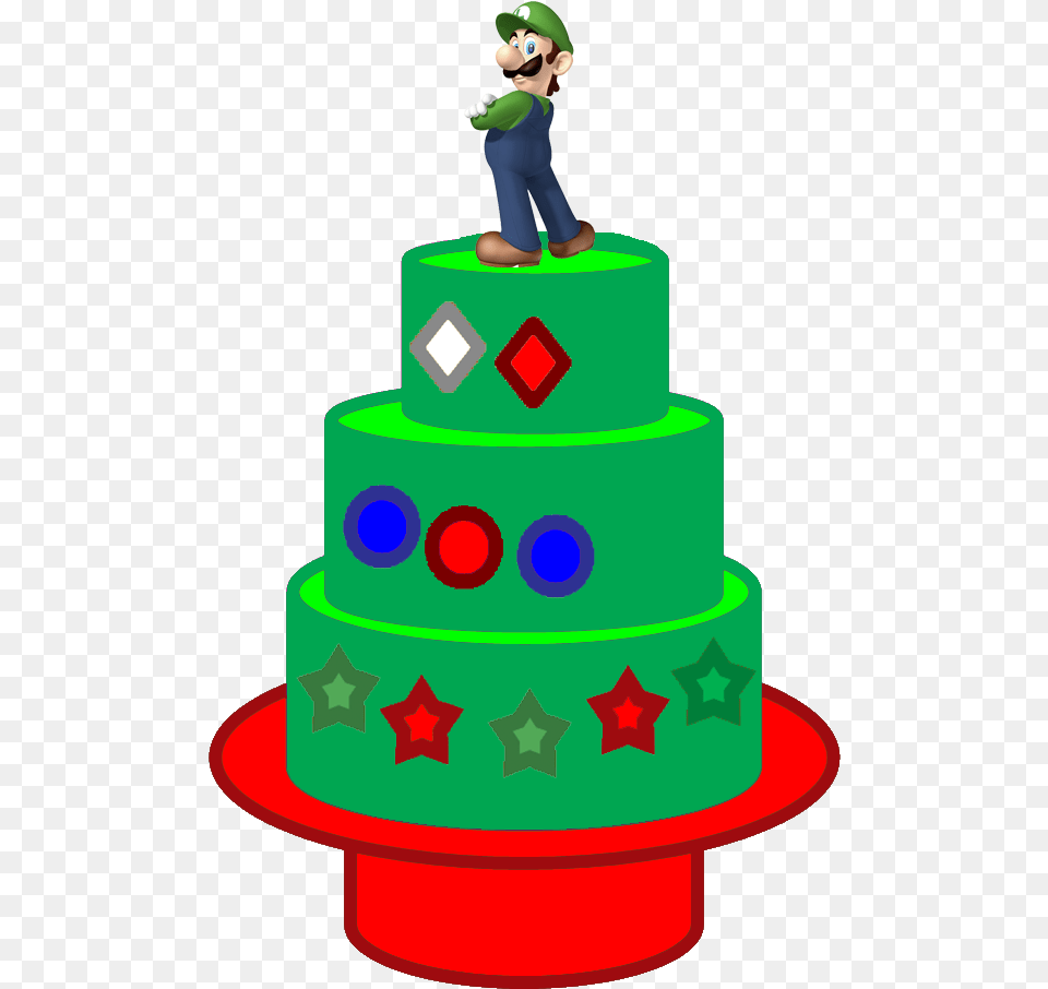 Luigi S Cake Missing Shape Mario And Luigi, Birthday Cake, Cream, Dessert, Food Free Png