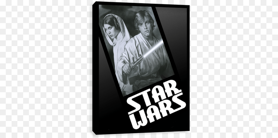 Luke And Leia Noir Star Wars New Hope Black Amp White Trading Card Hobby, Advertisement, Poster, Adult, Person Free Transparent Png
