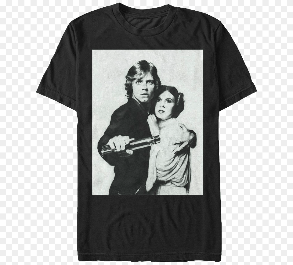 Luke Skywalker And Princess Leia Star Wars T Shirt Luke Skywalker T Shirt, Clothing, T-shirt, Adult, Wedding Png