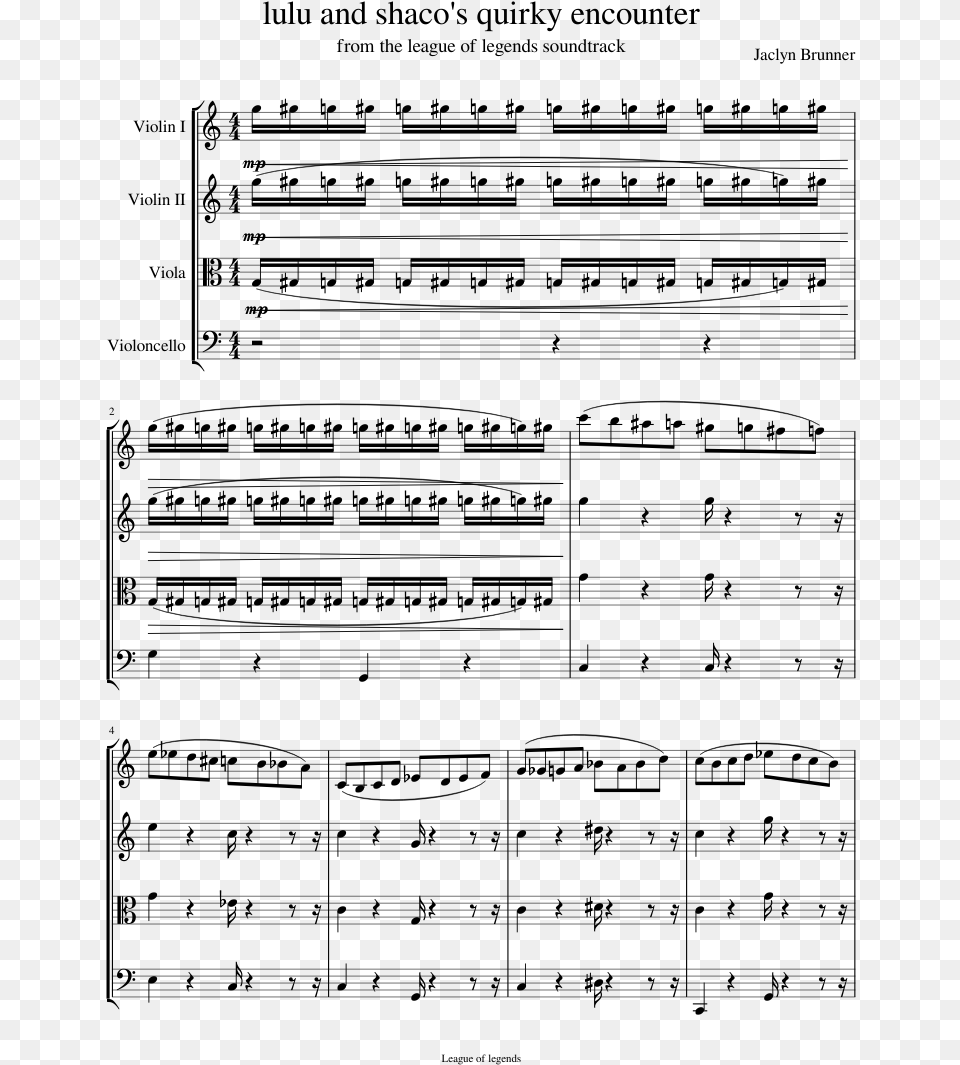 Lulu And Shaco39s Quirky Encounter Sheet Music Composed Lourdes Gloria Sheet Music, Gray Free Png