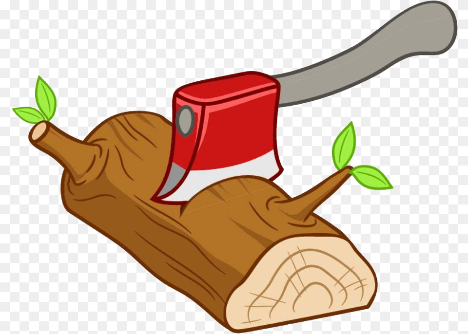 Lumber Clipart Axe Cutting Tree Cartoon, Weapon, Person, Device Png Image