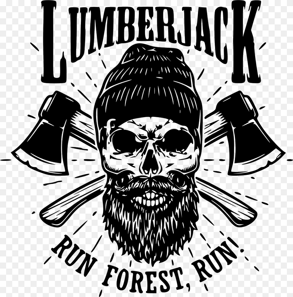 Lumberjack Clipart Forest Man Skull With Beard And Beanie, Emblem, Symbol, Blackboard, Art Free Png