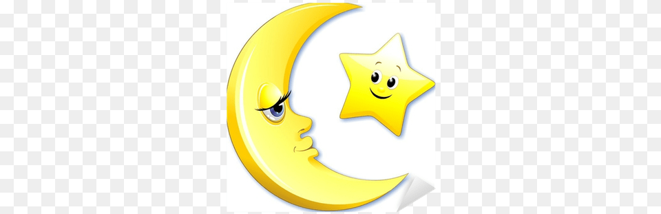 Luna E Stella Cartoon Moon And Star Vector Sticker Ksiyc Dzieci, Star Symbol, Symbol, Nature, Night Png