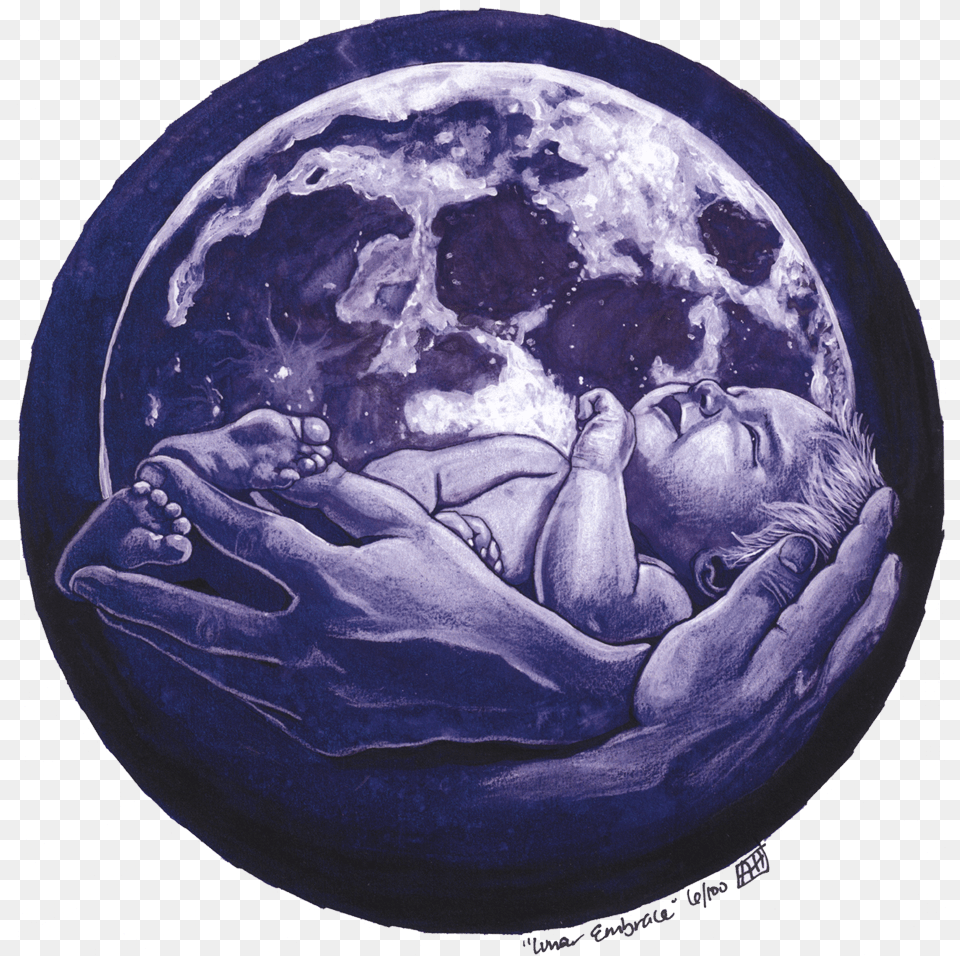 Luna Embrace Print Childbirth, Sphere, Astronomy, Outer Space, Planet Free Png