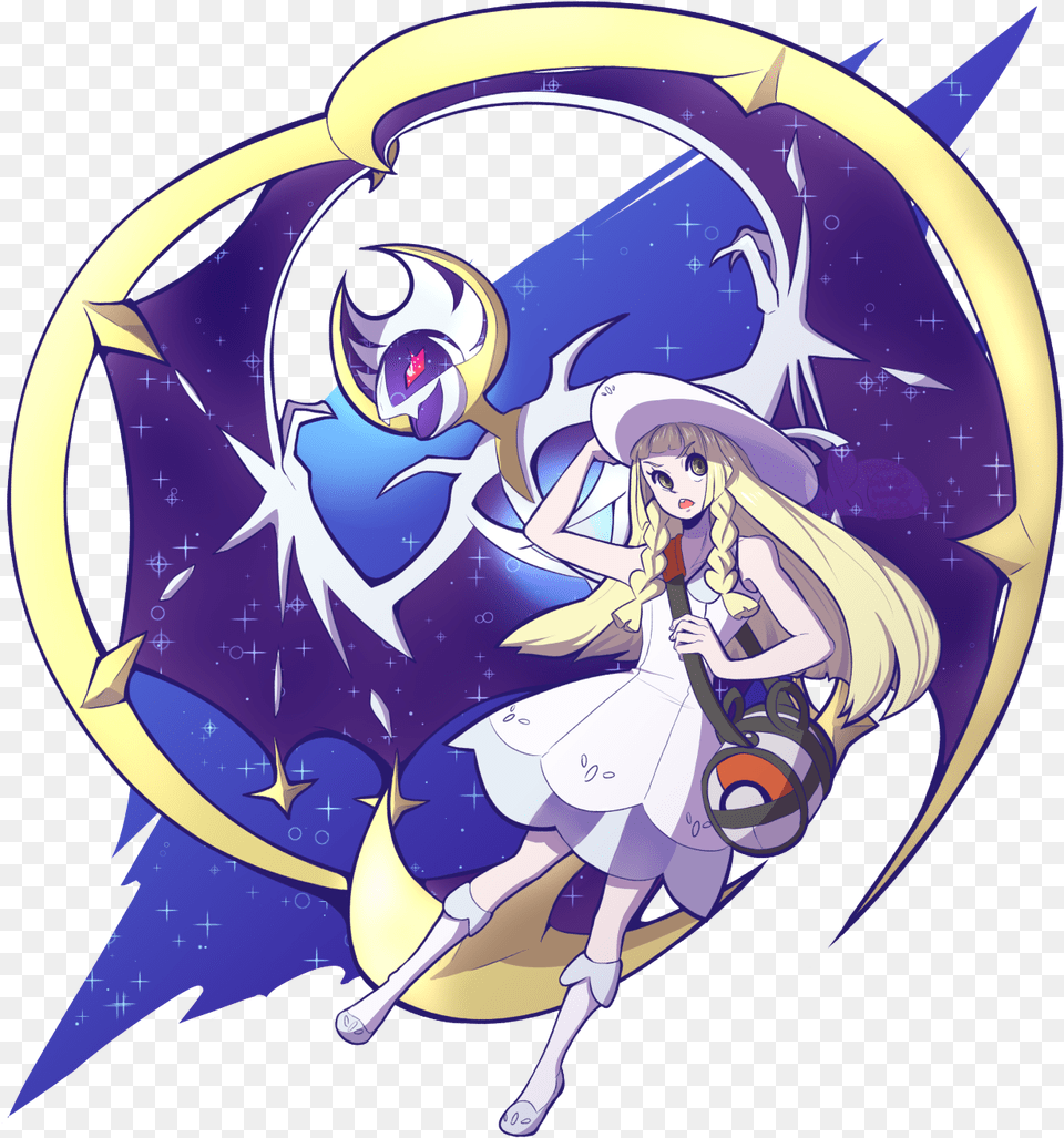 Lunala Pokemon Sun And Moon Lillie And Lunala Pokemon Sun And Moon Lillie Lunala, Publication, Book, Comics, Adult Free Png Download