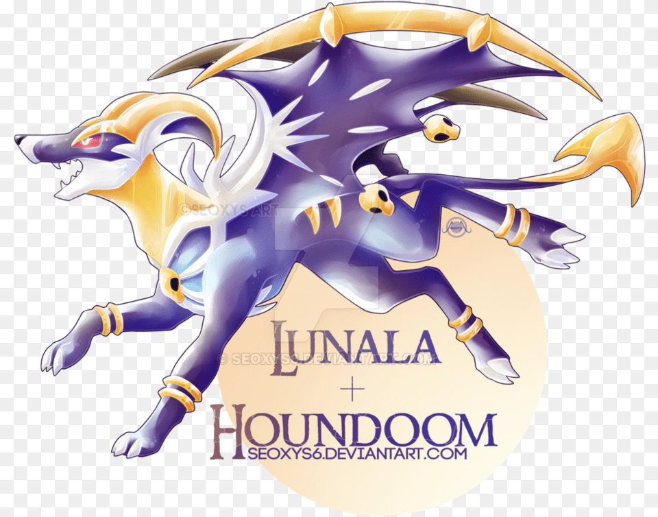 Lunala X Houndoom By Seoxys6 Cut Pokemon Fusion, Book, Publication, Baby, Person Free Png