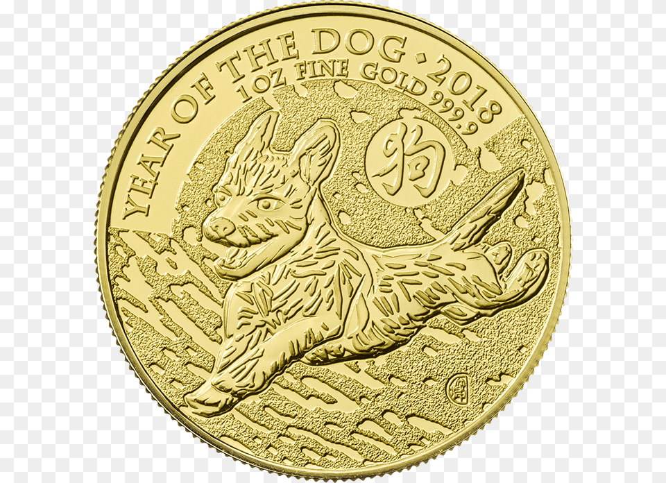 Lunar 2018 Year Of The Dog 1 Oz Gold Coinsrc Https Royal Mint Year Of The Dog, Coin, Money, Animal, Cat Free Png Download