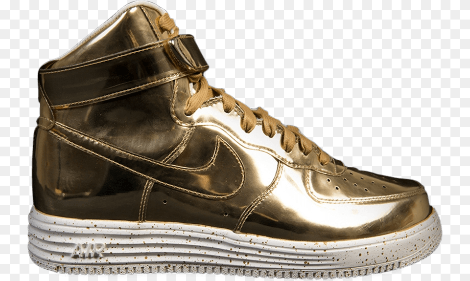 Lunar Force 1 Hi Sp Liquid Gold Sneakers, Clothing, Footwear, Shoe, Sneaker Png Image