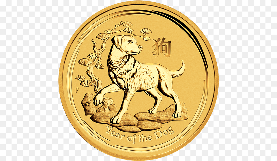 Lunar Ii Dog 110oz Gold Coin 2018 Front 2018 Lunar Gold Coin, Animal, Canine, Mammal, Pet Png