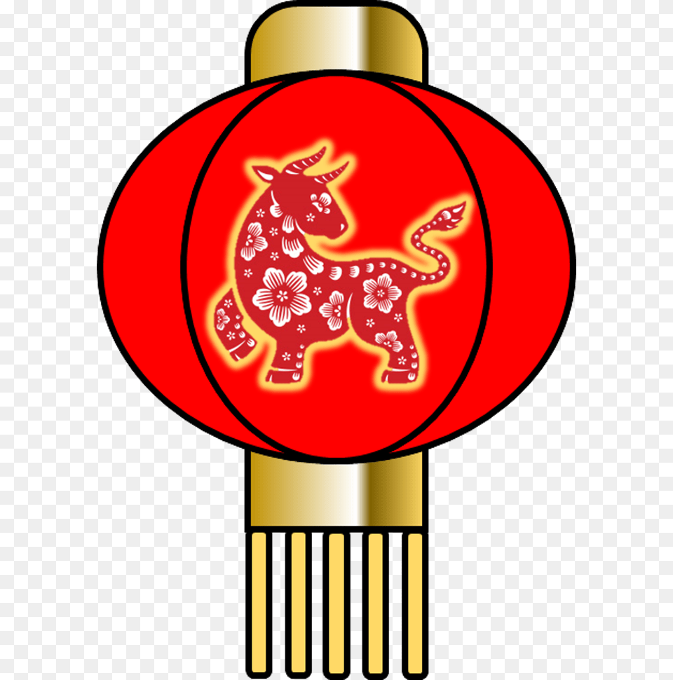 Lunar New Year Lantern Ox, Lamp, Light, Animal, Antelope Free Transparent Png