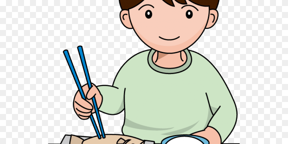 Lunch Clipart Ate, Baby, Person, Chopsticks, Face Png