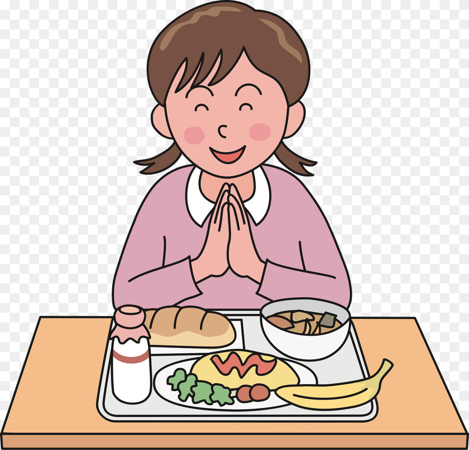Lunch Clipart Prayer Praying To God Clipart Pray Before Eat Clipart, Meal, Food, Fork, Cutlery Free Png