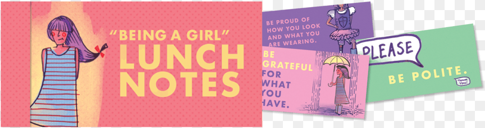 Lunch Notes For Girls Poster, Advertisement, Book, Publication, Person Free Png