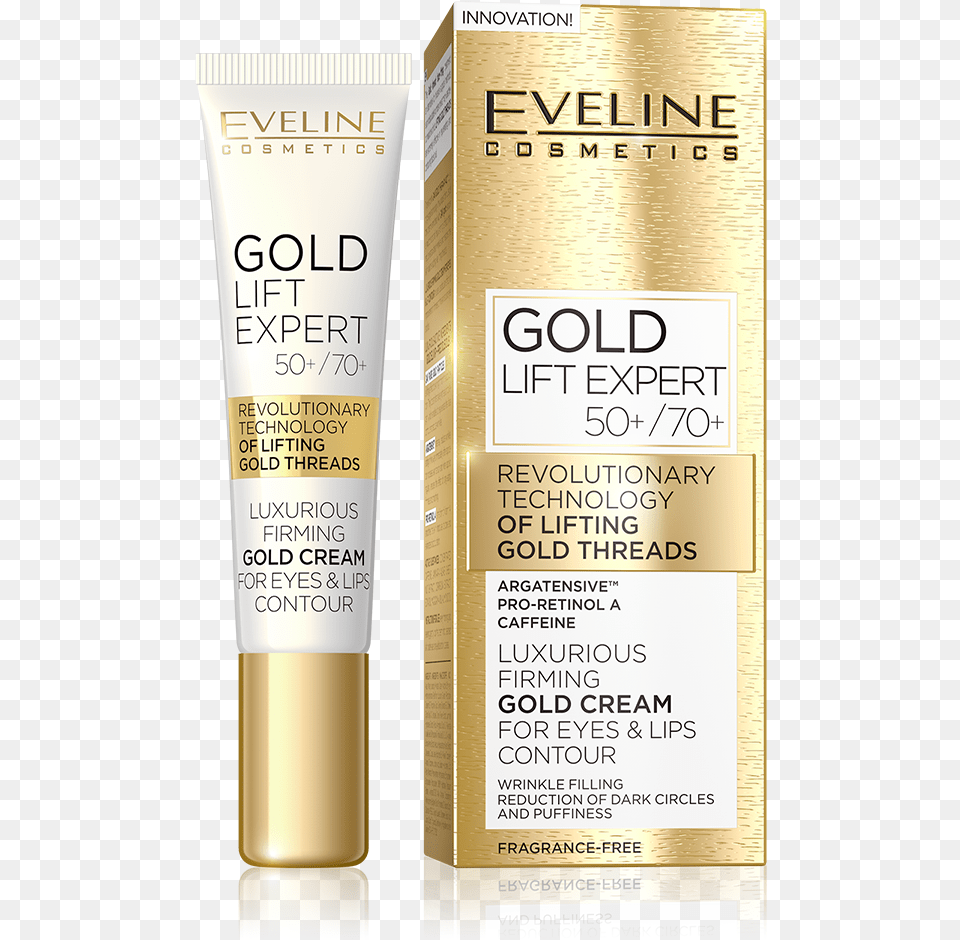Luxurious Firming Gold Cream For Eyes U0026 Lips Contour 50 Eveline, Bottle, Cosmetics, Sunscreen, Shaker Free Png