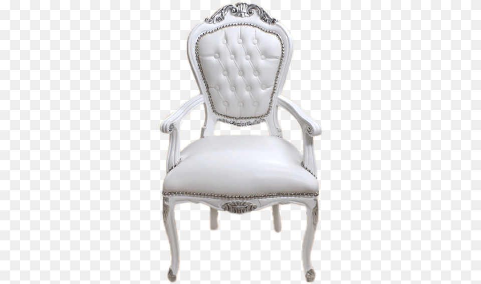 Luxury Armchair Whiteampsilver Frame White Leather Chair, Furniture Png