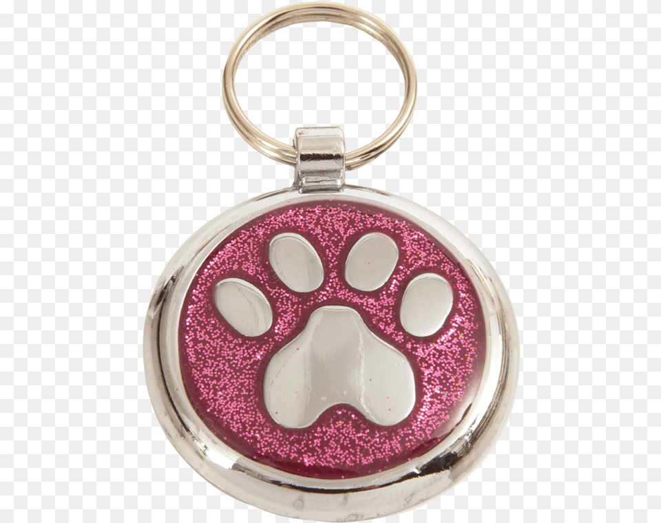 Luxury Designer Dog Tag Glitter Pink Paw Print Shimmer Pet Tag, Accessories, Pendant, Jewelry, Earring Png Image