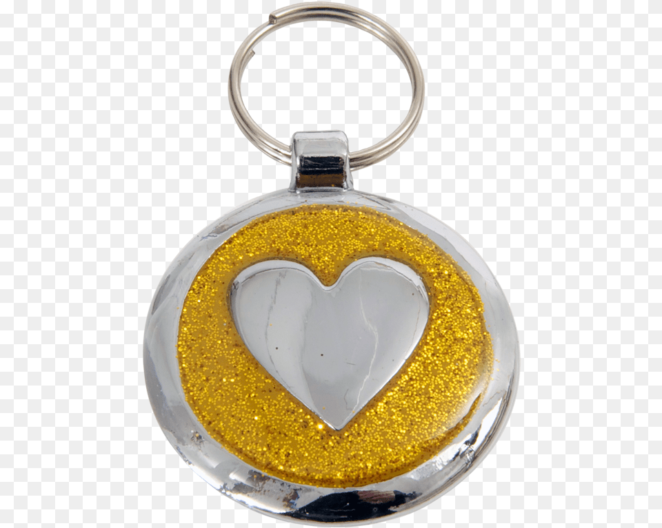 Luxury Designer Dog Tag Glitter Yellow Gold Heart Shimmer Keychain, Accessories, Pendant, Jewelry Png Image