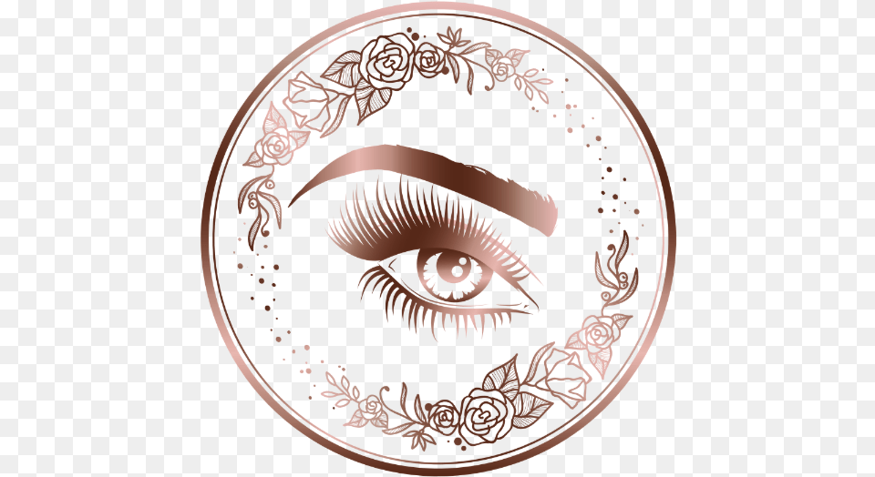 Luxury Floral Rose Gold Lashes Circle Eyes Brows Square Lashes Logo Design, Pattern, Person Png Image