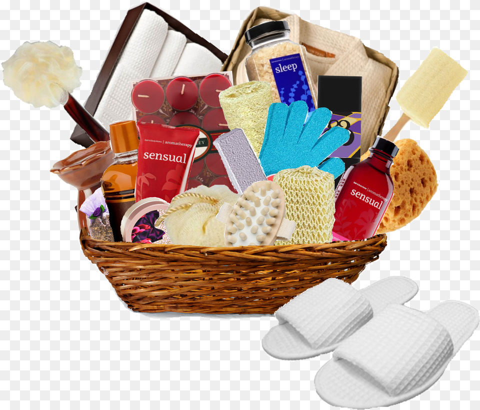 Luxury Gift Basket Waffle Open Toe Adult Slippers Cloth Spa Hotel Unisex, Clothing, Glove, Bottle, Cosmetics Png