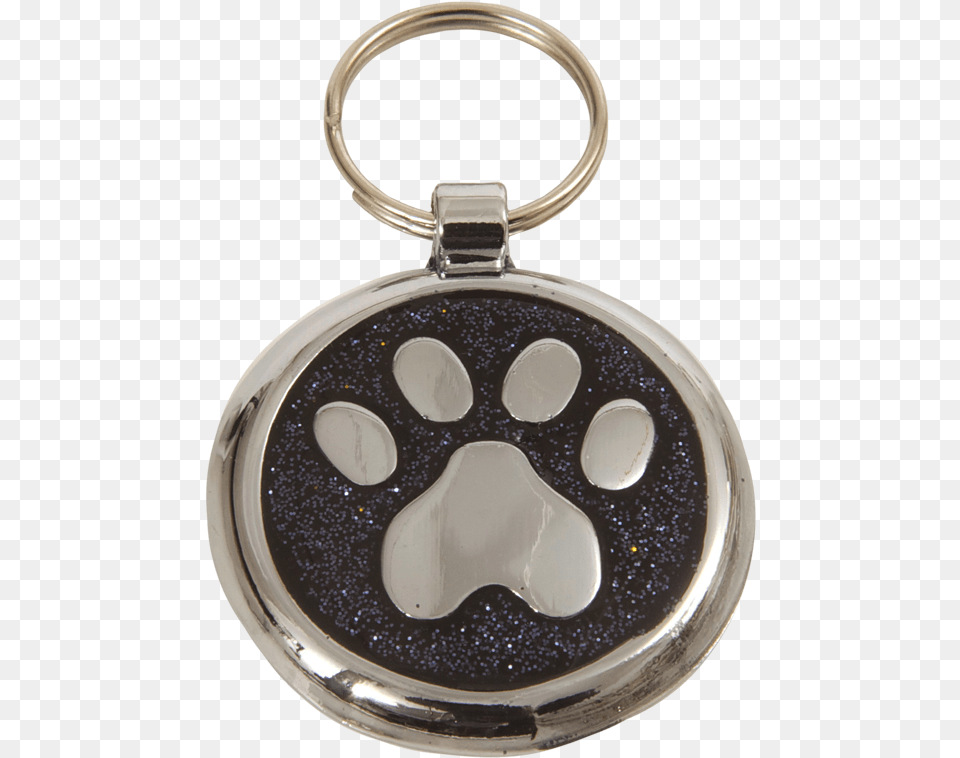 Luxury Glitter Black Glint Paw Print Designer Dog Tag Shimmer Range Keychain, Accessories, Pendant, Jewelry, Earring Png Image